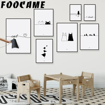 Cat Line Minimalist Nordic Poster Black and White Print Nursery Wall Art Canvas Painting Baby Room Modern Decoration Pictures
Cat Line Minimalist Nordic Poster Black and White Print Nursery Wall Art Canvas Painting Baby Room Modern Decoration Pictures
