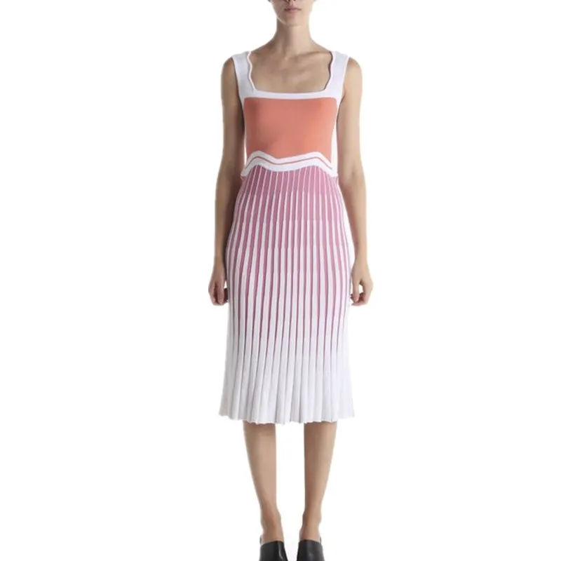 Women Summer Knitted Dress 2019 Square Collar Sleeveless Hit Colors Striped Fish Tail Tank Dress Female Slim Pleated Dress
Women Summer Knitted Dress 2019 Square Collar Sleeveless Hit Colors Striped Fish Tail Tank Dress Female Slim Pleated Dress