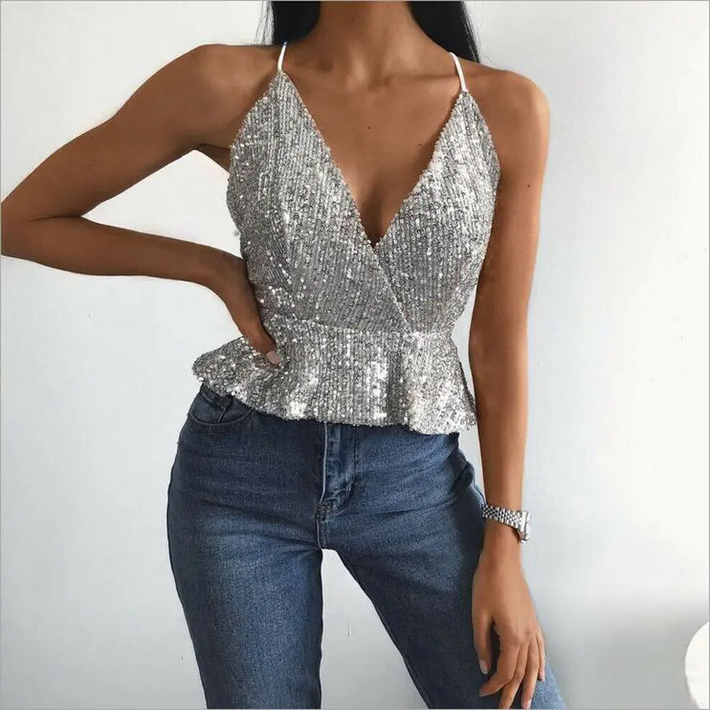 Tank Top 2019 New Halter Bandage V-Neck Plunge Neck Slinky Backless Sexy Tops Shining Bodycon Cross Tank Tops
Tank Top 2019 New Halter Bandage V-Neck Plunge Neck Slinky Backless Sexy Tops Shining Bodycon Cross Tank Tops