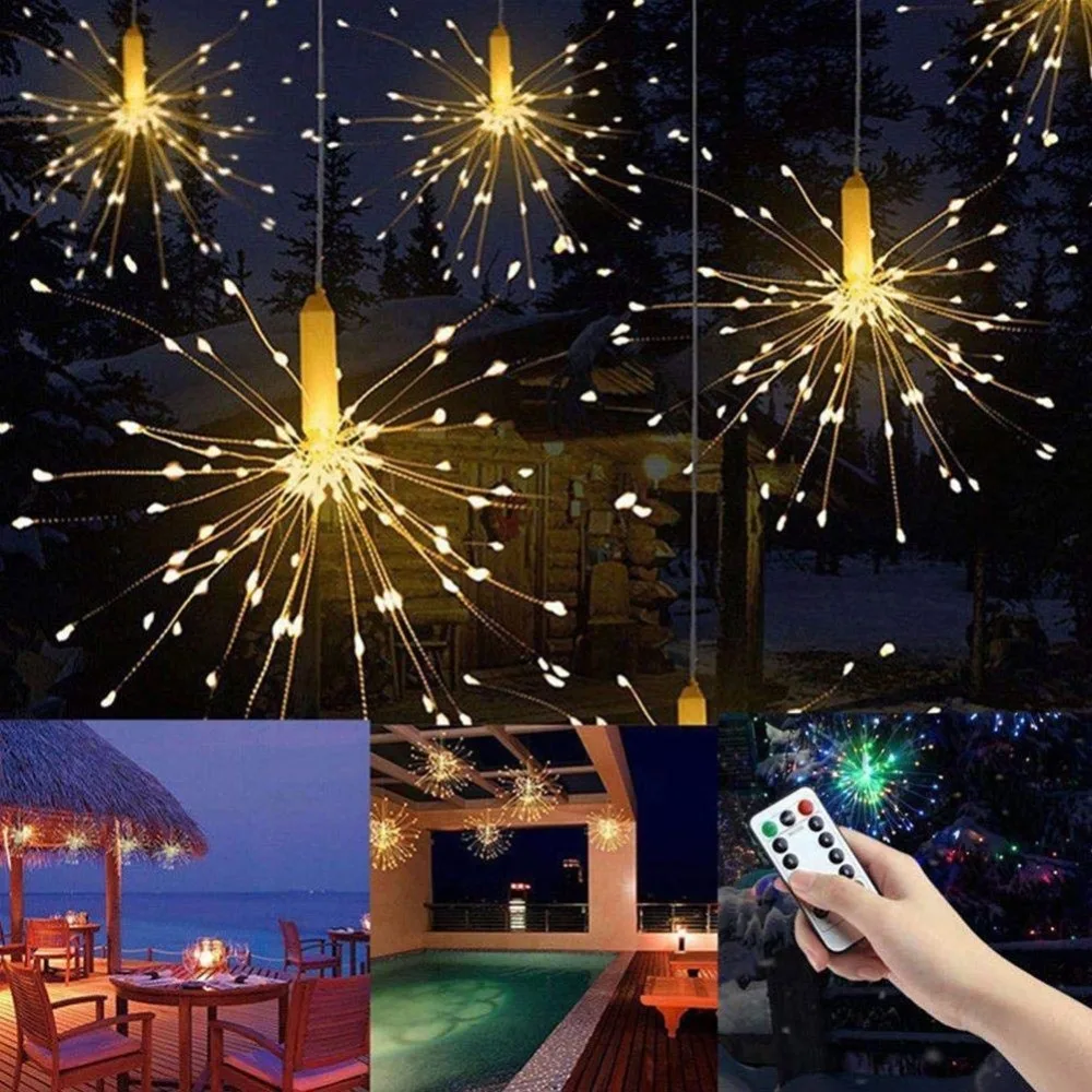 Christmas DIY Firework String Lights LED Copper Wire Strip 8 Modes Dimmable Fairy Lights 4AA Battery Powered with remote string
Christmas DIY Firework String Lights LED Copper Wire Strip 8 Modes Dimmable Fairy Lights 4AA Battery Powered with remote string
