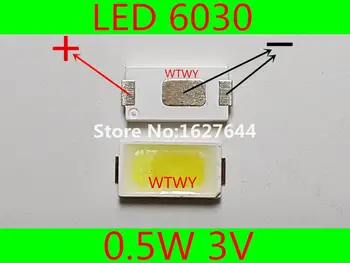 100pcs AOT LED 6030 LED Backlight High Power 0.5W 3V 50LM LED Backlight TV Cool white For LED LCD TV Backlight Application
100pcs AOT LED 6030 LED Backlight High Power 0.5W 3V 50LM LED Backlight TV Cool white For LED LCD TV Backlight Application