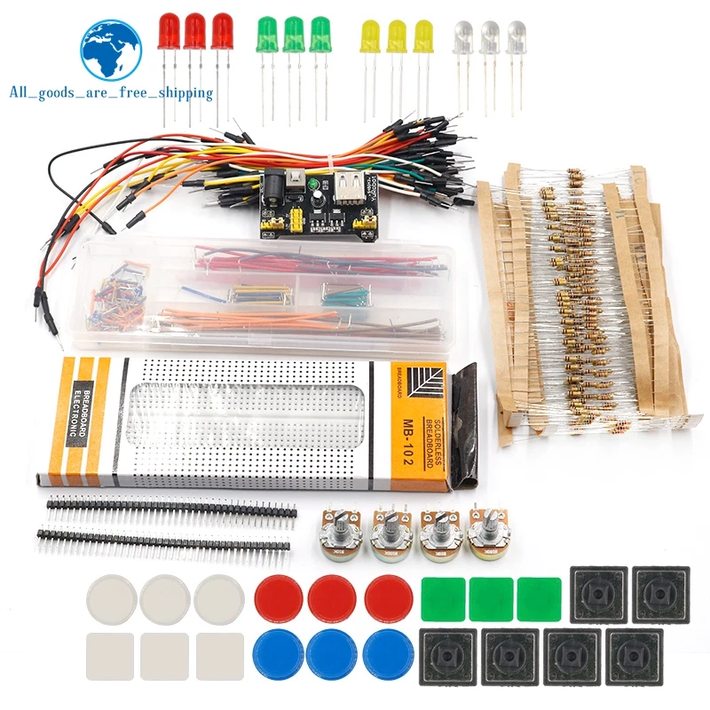 TZT generic parts package + 3.3V/5V power module+MB-102 830 points Breadboard +65 Flexible cables+ jumper wire box for Arduino
TZT generic parts package + 3.3V/5V power module+MB-102 830 points Breadboard +65 Flexible cables+ jumper wire box for Arduino