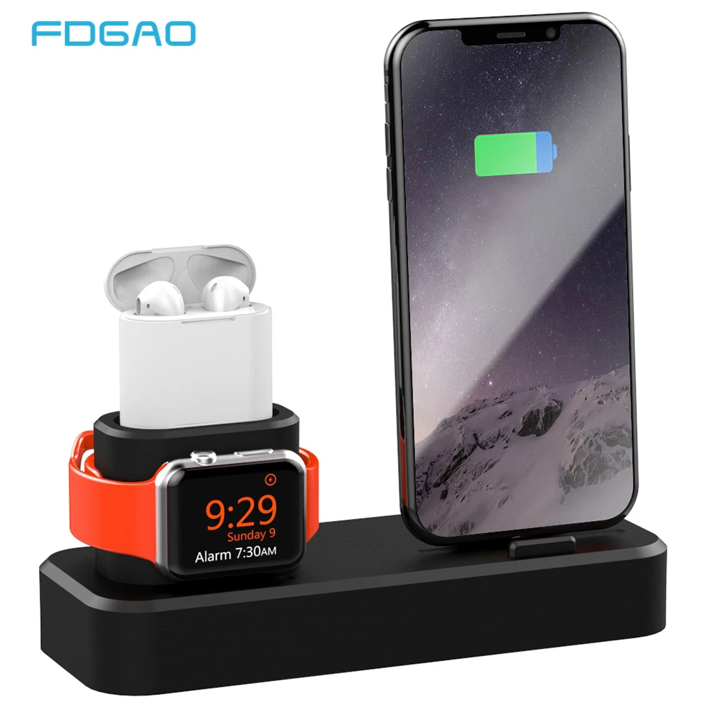 

FDGAO 3 in 1 Charging Dock Station For iPhone X XR XS Max 8 7 6 6s Apple Watch 4 3 2 1 Airpods Charger Holder For iWatch Stand