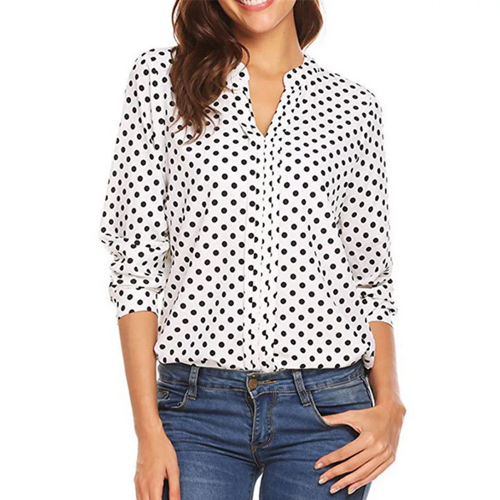 Plus Size Fashion Dot Print Office Work Blouse Ladies Casual Sexy V-Neck Tee Tops Female Womens 3/4 Sleeve Shirt Blusas Pullover
Plus Size Fashion Dot Print Office Work Blouse Ladies Casual Sexy V-Neck Tee Tops Female Womens 3/4 Sleeve Shirt Blusas Pullover