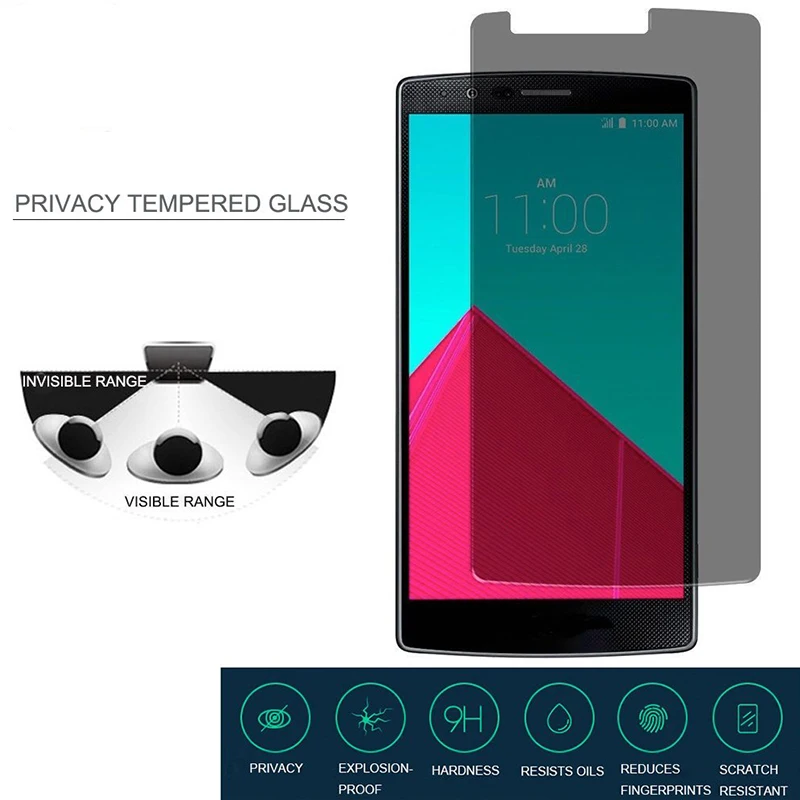Антишпионское закаленное стекло для защиты экрана LG G4 G5 G3 HD Премиум Закаленное