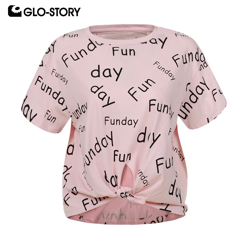 GLO-STORY 2019 Fashion Women Summer Casual Letter Knot Hem Short Sleeve O-Neck Tee Shirts Tops Female WPO-8832
GLO-STORY 2019 Fashion Women Summer Casual Letter Knot Hem Short Sleeve O-Neck Tee Shirts Tops Female WPO-8832