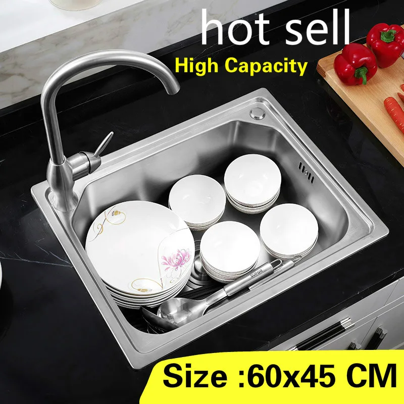 Free shipping Household luxury kitchen single trough sink standard food grade 304 stainless steel hot sell 600x450 MM
Free shipping Household luxury kitchen single trough sink standard food grade 304 stainless steel hot sell 600x450 MM