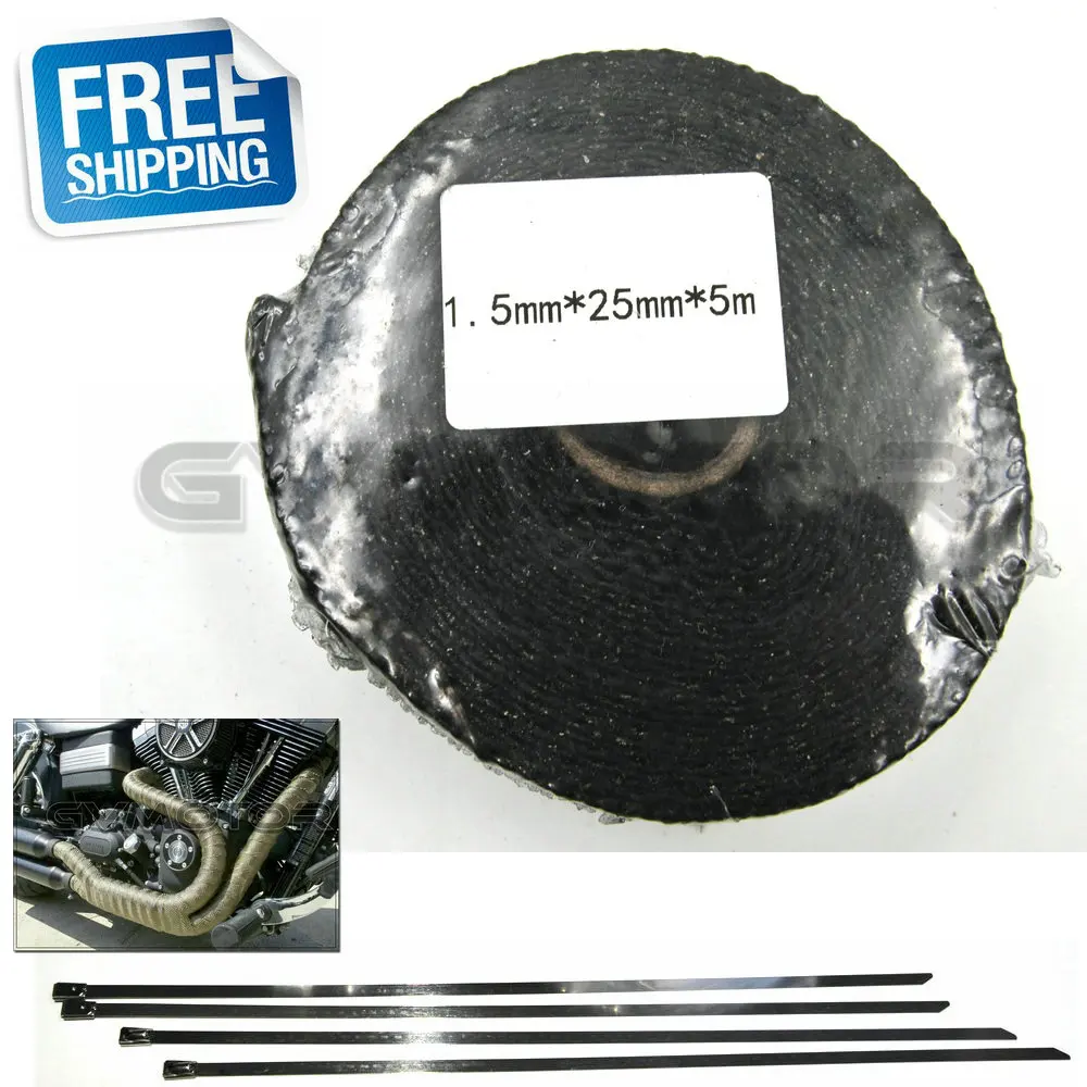 1X Black CAR MOTORCYCLE Incombustible Turbo MANIFOLD HEAT EXHAUST THERMAL WRAP TAPE & STAINLESS TIES 1.5mm*25mm*5m FREE SHIPPING
1X Black CAR MOTORCYCLE Incombustible Turbo MANIFOLD HEAT EXHAUST THERMAL WRAP TAPE & STAINLESS TIES 1.5mm*25mm*5m FREE SHIPPING