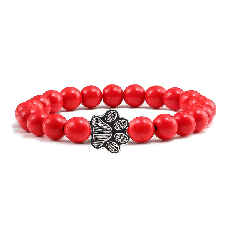Bead - Natural Black Volcanic Lava Stone Dog Paw Bracelet black Matte Beads Bracelets For Women Men Cat Dog Lovers Jewelry