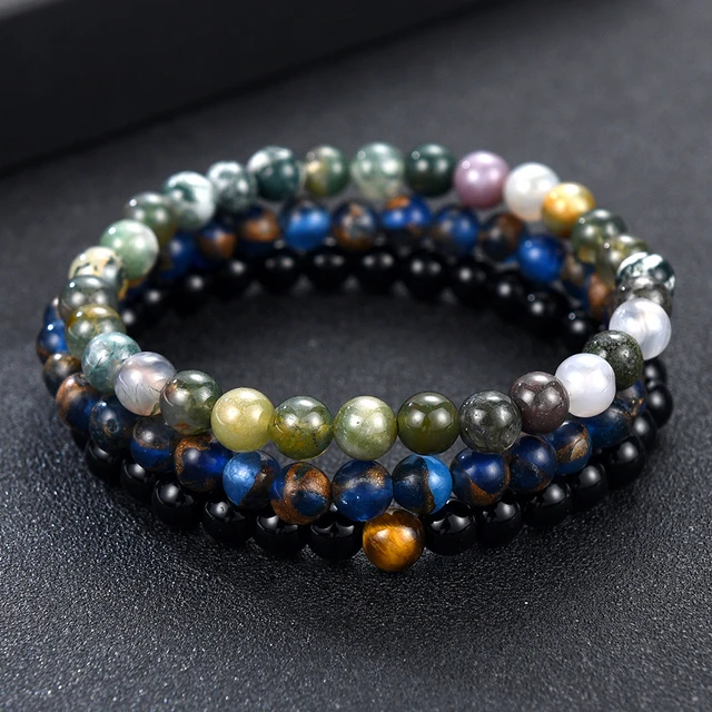 Bracelet en Pierre Naturelle 100% group pour Homme, Hématite, Noir, 3 Pièces/Lot 2