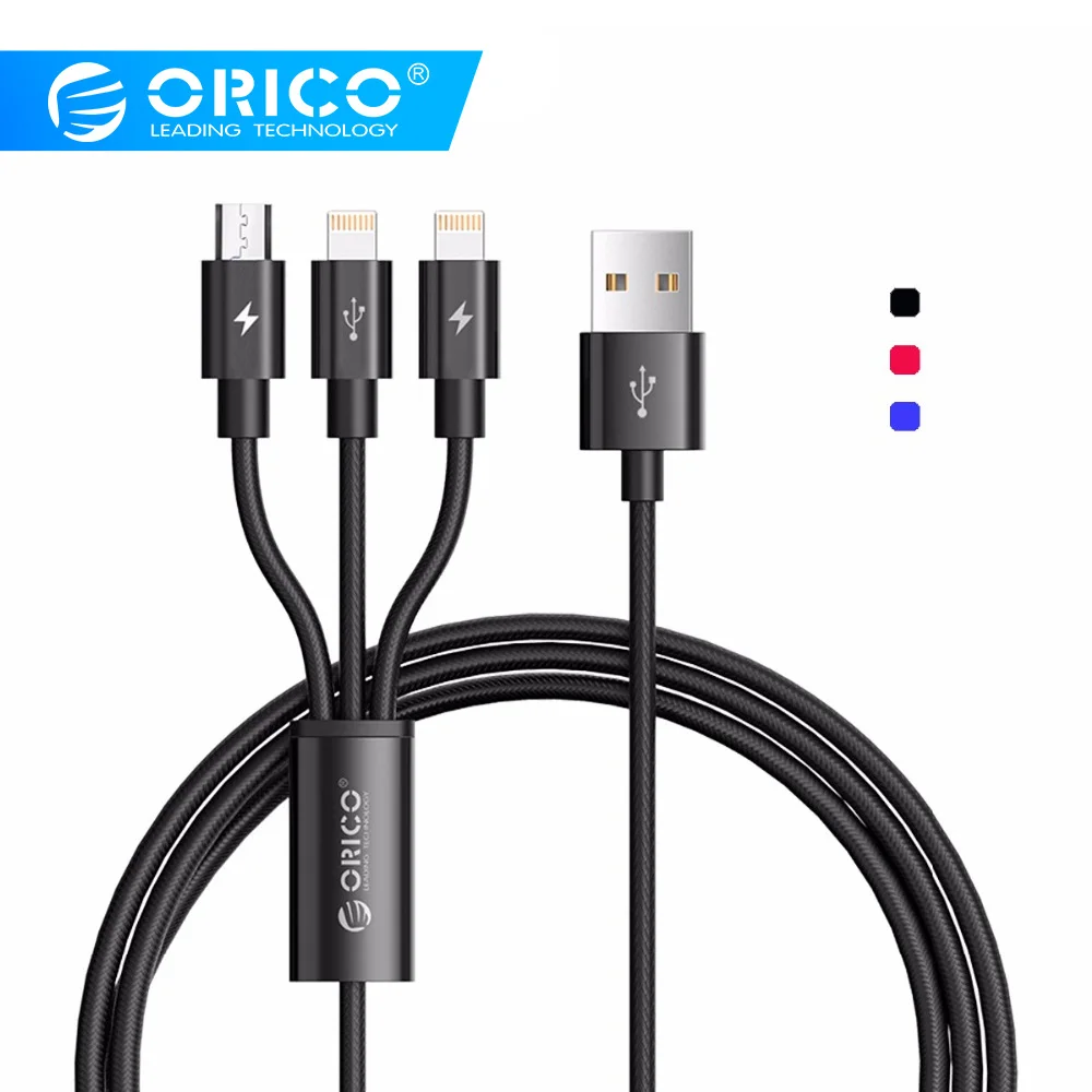 ORICO UTS3 3 in 1 USB Cable 3A Max Charging & Data Cable for iPhone X 8 7 Samsung Xiaomi Huawei With 2 Lighting & 1 Micro B
ORICO UTS3 3 in 1 USB Cable 3A Max Charging & Data Cable for iPhone X 8 7 Samsung Xiaomi Huawei With 2 Lighting & 1 Micro B