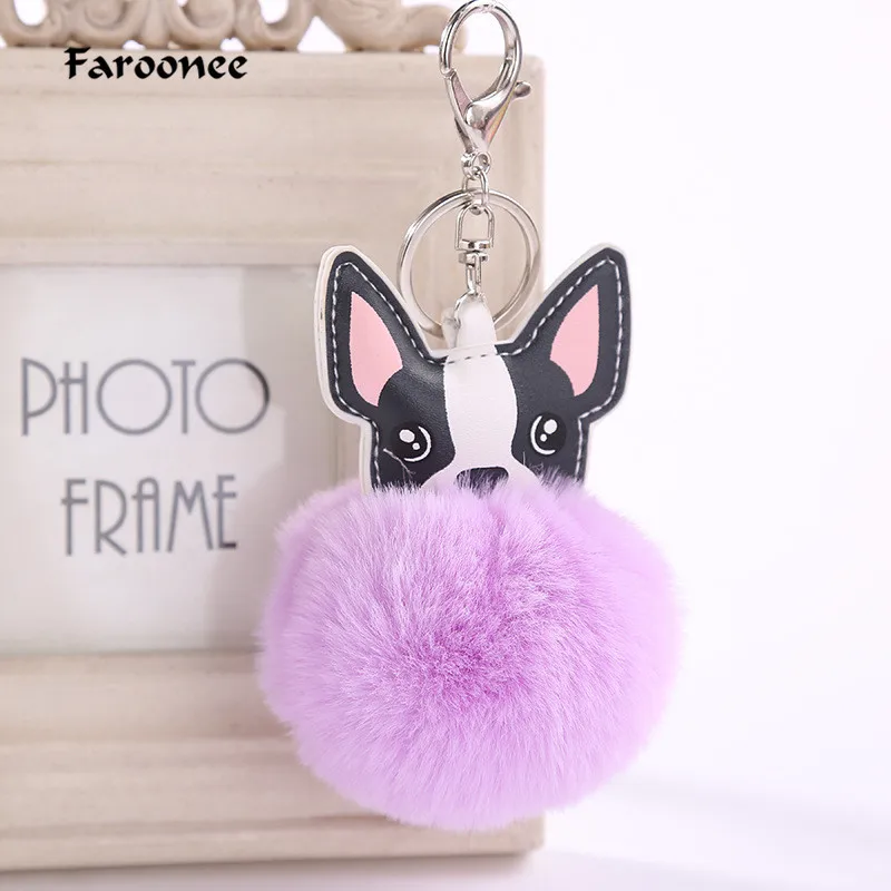 Fluffy Rabbit Fur Ball French Bulldog Keychain Pompom Key Chain Pu Leather Animal Dog Keyring Holder Bag Charm Trinket 6C0119
Fluffy Rabbit Fur Ball French Bulldog Keychain Pompom Key Chain Pu Leather Animal Dog Keyring Holder Bag Charm Trinket 6C0119