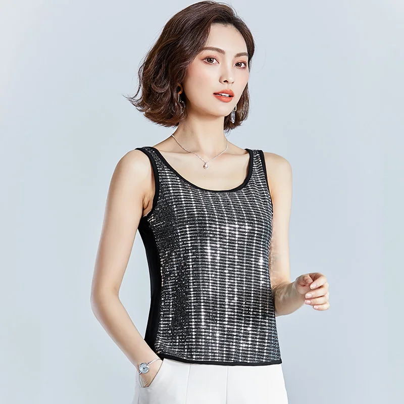 Korean Fashion Sequin Women Tank Tops Streetwear Sexy Tops Sleeveless Black Women Tank Tops Plus Size XXXL/4XL White Shirt
Korean Fashion Sequin Women Tank Tops Streetwear Sexy Tops Sleeveless Black Women Tank Tops Plus Size XXXL/4XL White Shirt