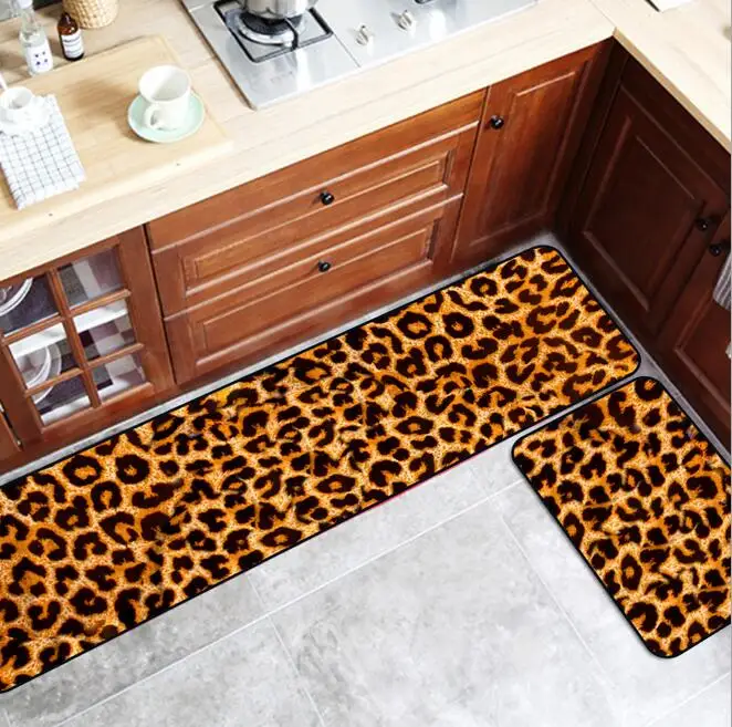Simulated Animal Skin Pattern Anti-Slip Kitchen Mat Tiger Leopard Long Bath Carpet Entrance Doormat Tapete Bedroom Floor Mats | Дом и сад