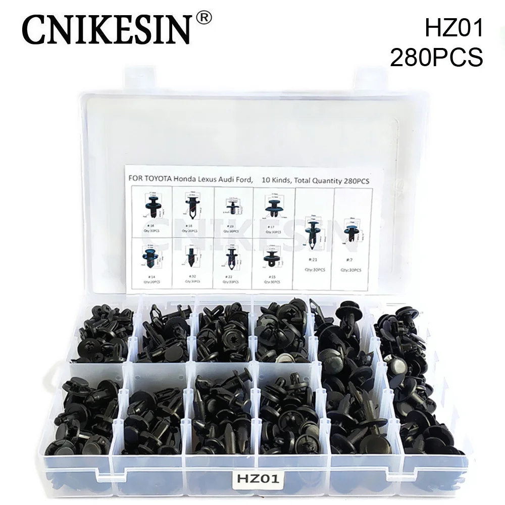 CNIKESIN-HZ01-280PCS-Mixed-Fastener-Clip-And-Tool-Car-Fender-Bumper-rivet-fixed-Clip-Fastener-For