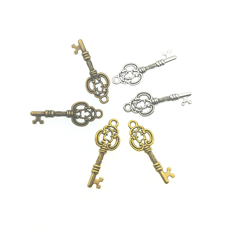20pcs 28x10mm Vintage Keys Charms Pendant Antique Silver Gold Key Charms Fit Bracelets Necklace DIY Metal Jewelry Making Z1016
20pcs 28x10mm Vintage Keys Charms Pendant Antique Silver Gold Key Charms Fit Bracelets Necklace DIY Metal Jewelry Making Z1016