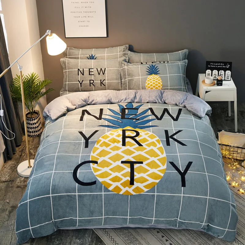 2019 New Winter Warm Bedding Set Thicken Soft Flannel Include