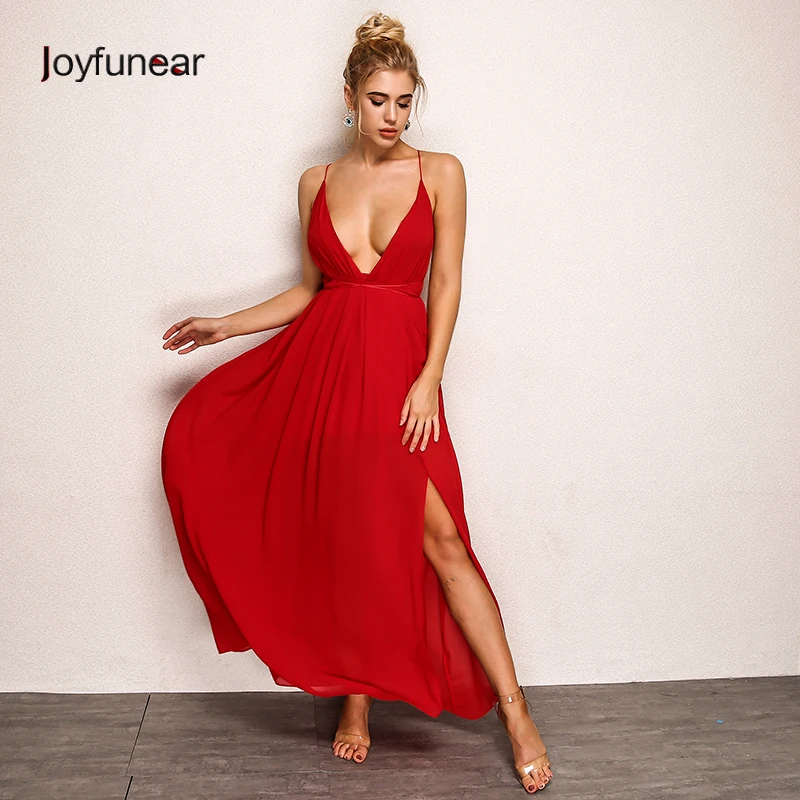 Junfunear Women Deep V-neck Sexy Long Dress Summer Backless Solid Chiffon Elegant Maxi Dresses Red Pink White Blue Color
Junfunear Women Deep V-neck Sexy Long Dress Summer Backless Solid Chiffon Elegant Maxi Dresses Red Pink White Blue Color