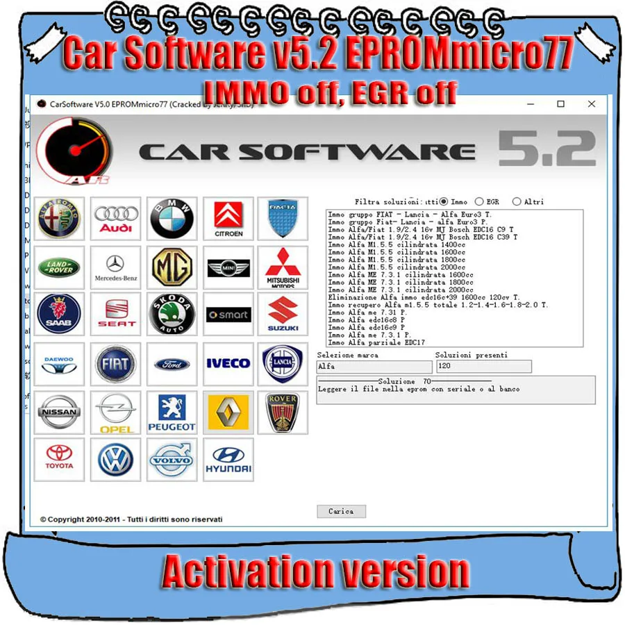 Car Software V5.2 EPROMmicro77 Activation CarSoftware 5.2 ( Immo Off, EGR Off and Hot Start Fix Tool )
Car Software V5.2 EPROMmicro77 Activation CarSoftware 5.2 ( Immo Off, EGR Off and Hot Start Fix Tool )