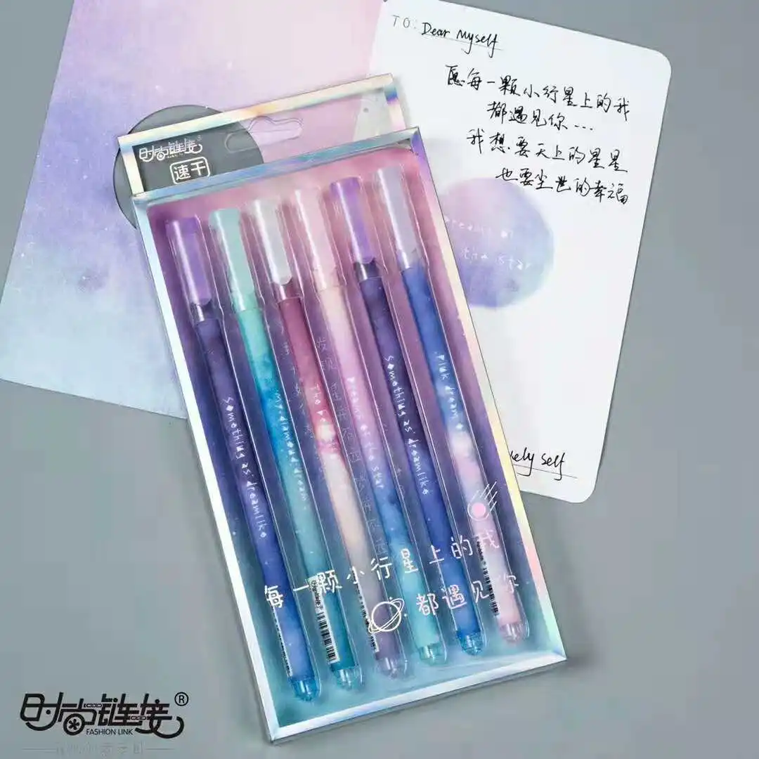 6pcs Gel Pens Starry sky star kawaii gift Black gel-ink Student pen pen for writing Cute stationery office school supplies 0.5mm
6pcs Gel Pens Starry sky star kawaii gift Black gel-ink Student pen pen for writing Cute stationery office school supplies 0.5mm