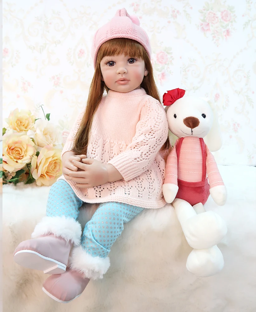 DOLL Reborn Baby Doll silicone Girl Princess with soft pink plush clothes long hiar Babe Boneca 60cm Kids Playmate Surprise gift
DOLL Reborn Baby Doll silicone Girl Princess with soft pink plush clothes long hiar Babe Boneca 60cm Kids Playmate Surprise gift