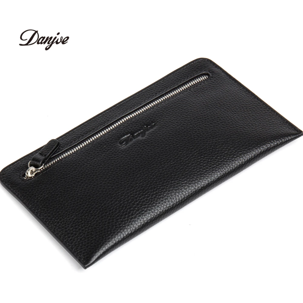 

DANJUE Men Wallets 100% Genuine Leather Male Clutch Phone Bag Fashion Brand Coin Pocket Luxury Cowskin Business Handy Bag Purse