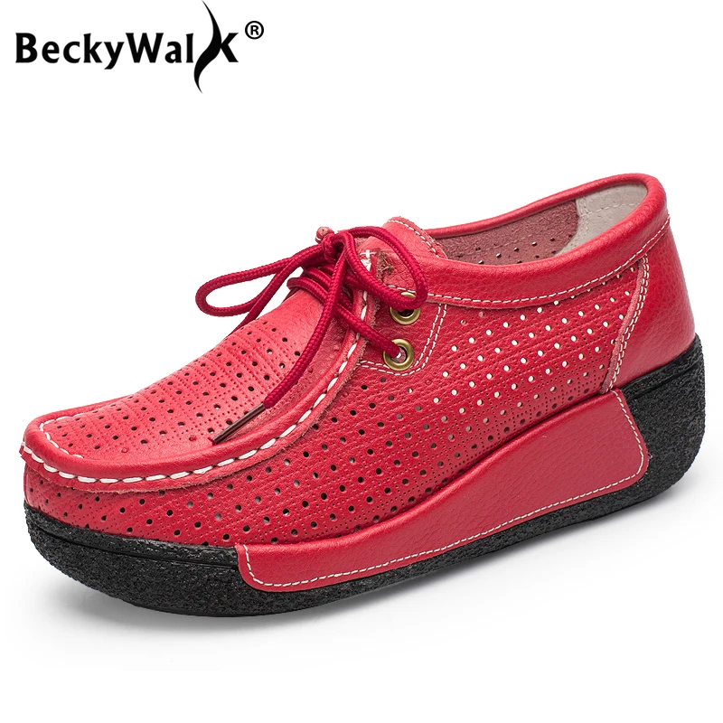 BeckyWalk New Summer Platform Sneakers Women Genuine Leather Shoes Cutouts Spring Lace Up Wedges Moccasins Shoes Woman WSH2732
BeckyWalk New Summer Platform Sneakers Women Genuine Leather Shoes Cutouts Spring Lace Up Wedges Moccasins Shoes Woman WSH2732