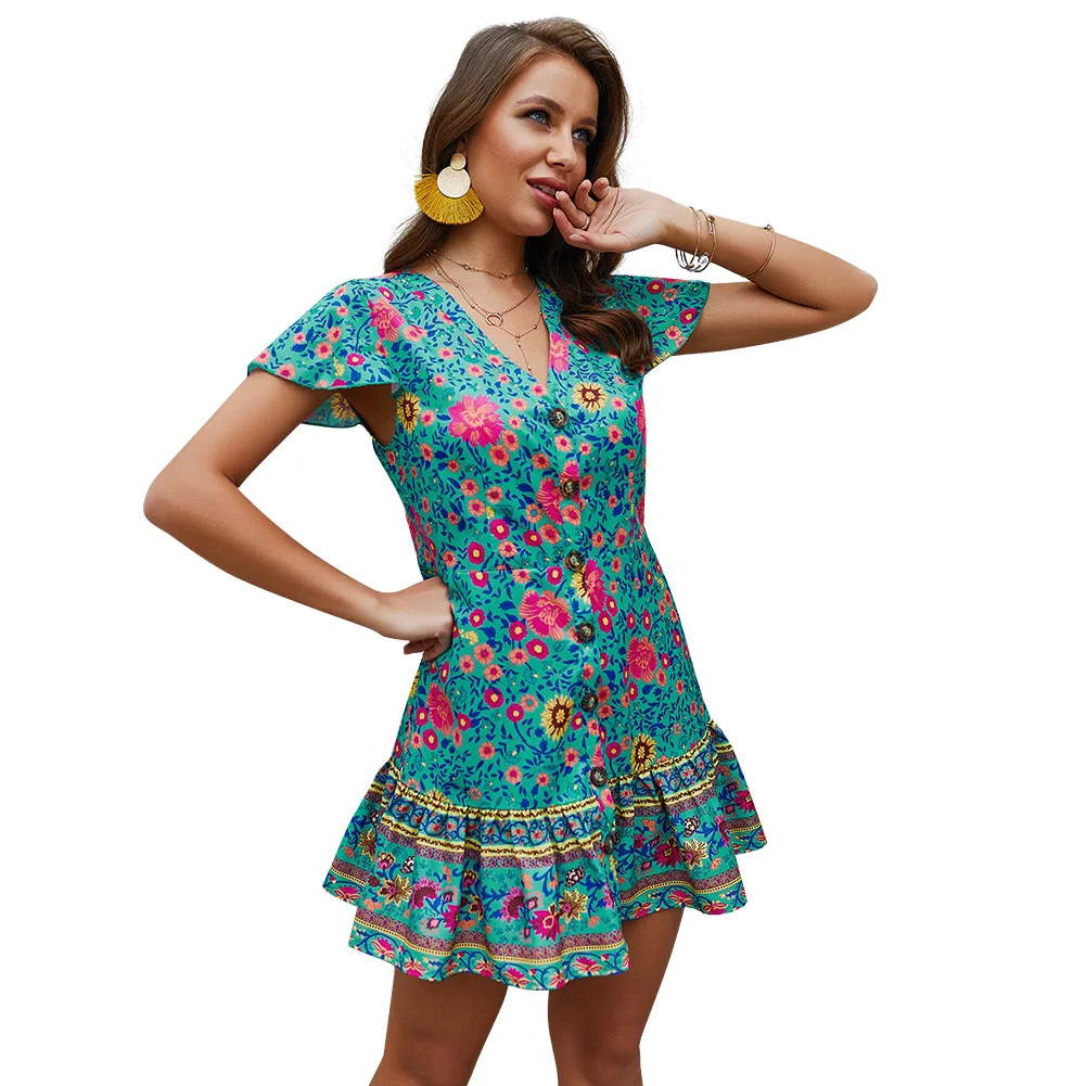 Sexy Beach Summer Dress Women 2019 New Floral Print Bohemian Boho Front Button V Neck Holiday Mini Short Sundress Female
Sexy Beach Summer Dress Women 2019 New Floral Print Bohemian Boho Front Button V Neck Holiday Mini Short Sundress Female