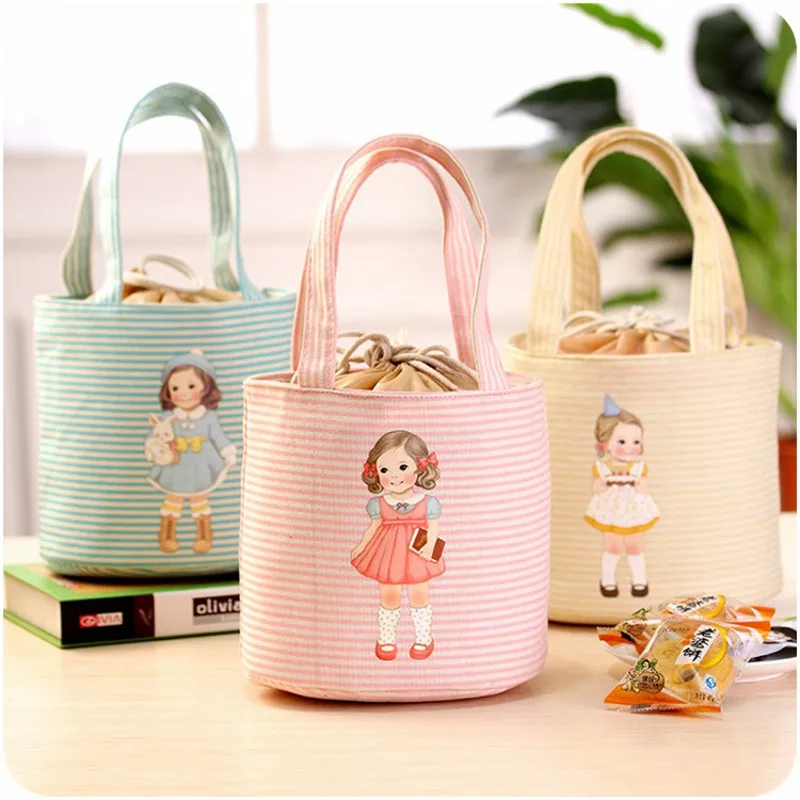 

Cylindrical shape student portable insulation lunch bag Women kidsfood thermal bags For packed lunch isothermal bag thermo pouch