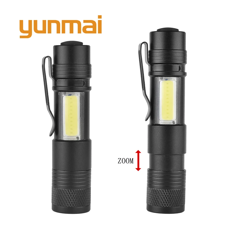 portable LED Zoomable Flashlight Torch with Clip XPE +COB LED Mini Flashlight 4 Mode Penlight Hunting Camping Light Use AA/14500
portable LED Zoomable Flashlight Torch with Clip XPE +COB LED Mini Flashlight 4 Mode Penlight Hunting Camping Light Use AA/14500