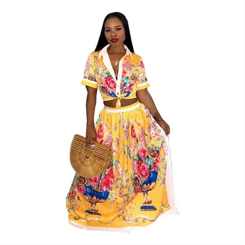 African national style printed women's print skirt two-piece lapel high street comfortable two-piece set street hipsters unique
African national style printed women's print skirt two-piece lapel high street comfortable two-piece set street hipsters unique