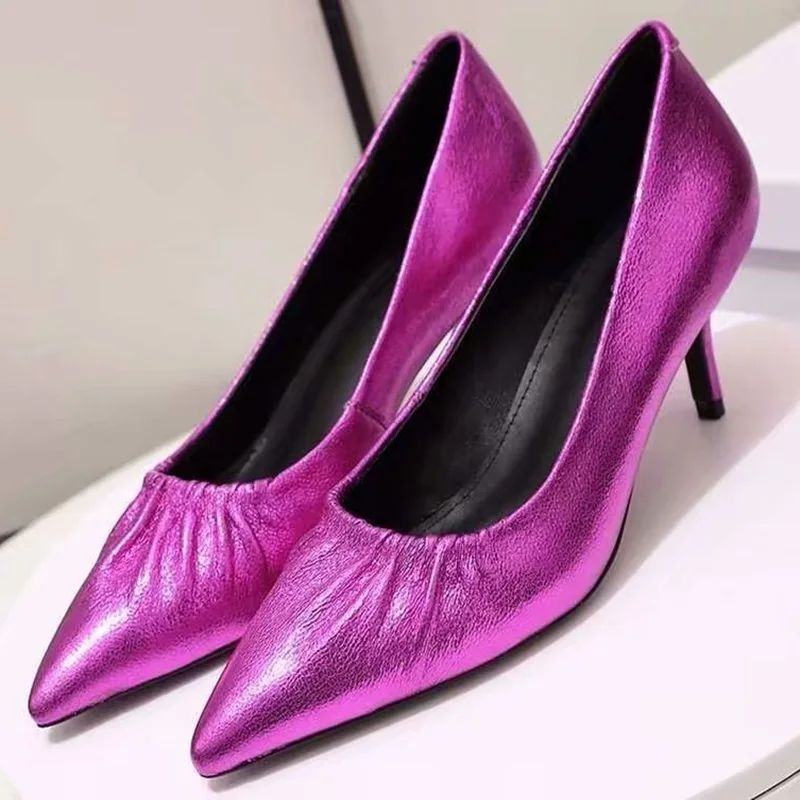 2019 Sexy Ladies Brand Pumps Rose Red Green Pleated Design Shoes Pointed Toe High Heels 8.5cm Diamond Pattern Sheepskin Leather
2019 Sexy Ladies Brand Pumps Rose Red Green Pleated Design Shoes Pointed Toe High Heels 8.5cm Diamond Pattern Sheepskin Leather