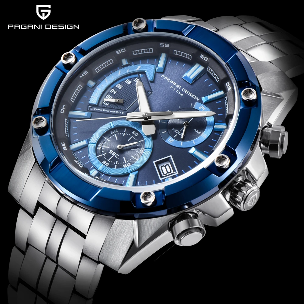 PAGANI DESIGN Chronograph Quartz Watch Men Stainless Steel Waterproof Business Wristwatches Mens Sport Watches reloj hombre 2018
PAGANI DESIGN Chronograph Quartz Watch Men Stainless Steel Waterproof Business Wristwatches Mens Sport Watches reloj hombre 2018
