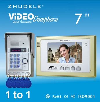 ZHUDELE Top Quality 7" Color TFT LCD Monitor Video Door phone Intercom System +1 Waterproof Doorbell CCD Camera FRID Panel 1V1
ZHUDELE Top Quality 7" Color TFT LCD Monitor Video Door phone Intercom System +1 Waterproof Doorbell CCD Camera FRID Panel 1V1