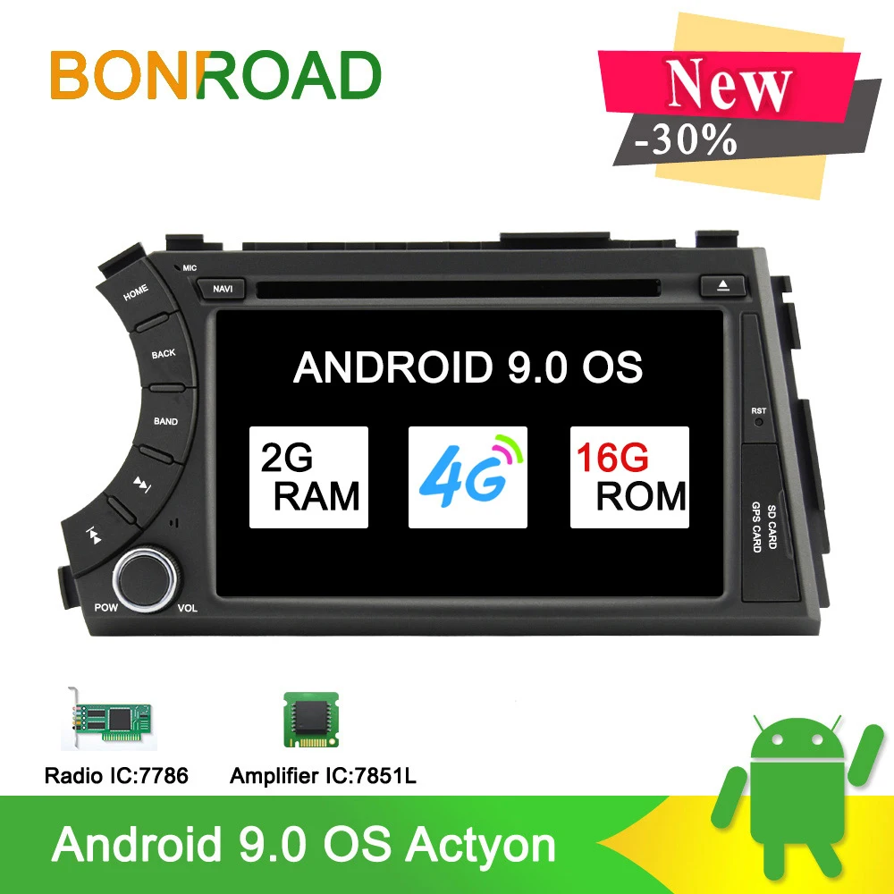 Bonroad 7" Android 9.0 Car DVD Player For SsangYong Actyon Kyron 2005- 2010 Car Radio GPS Navigation Video Audio Ram 2G Rom 16G
Bonroad 7" Android 9.0 Car DVD Player For SsangYong Actyon Kyron 2005- 2010 Car Radio GPS Navigation Video Audio Ram 2G Rom 16G