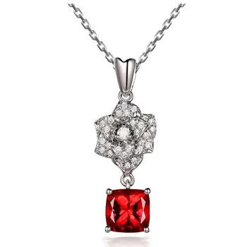 Natural 2ct Garnet Pendant Necklace 925 Sterling Silver Camellia Rose Lady Woman Fine Elegant jewelry Birthstone Valentine Gift
Natural 2ct Garnet Pendant Necklace 925 Sterling Silver Camellia Rose Lady Woman Fine Elegant jewelry Birthstone Valentine Gift