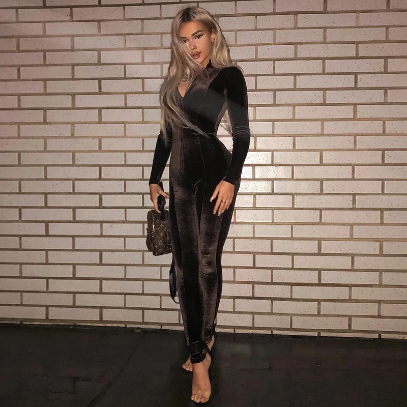 Liva Girl Slim Zipper Fly Brown Velvet Jumpsuit Women Bodycon Streetwear Long Sleeve Polyester Sexy Club Thick Winter Body Suit
Liva Girl Slim Zipper Fly Brown Velvet Jumpsuit Women Bodycon Streetwear Long Sleeve Polyester Sexy Club Thick Winter Body Suit