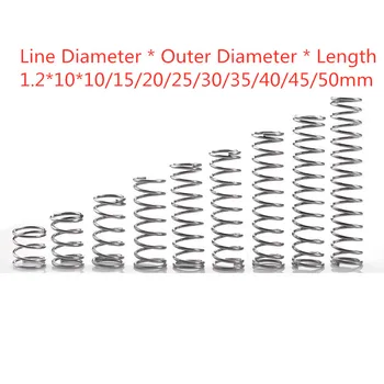 10pcs 304 stainless steel spring pressure spring short compression spring Wire diameter 1.2* outside diameter 10* length 10-50
10pcs 304 stainless steel spring pressure spring short compression spring Wire diameter 1.2* outside diameter 10* length 10-50