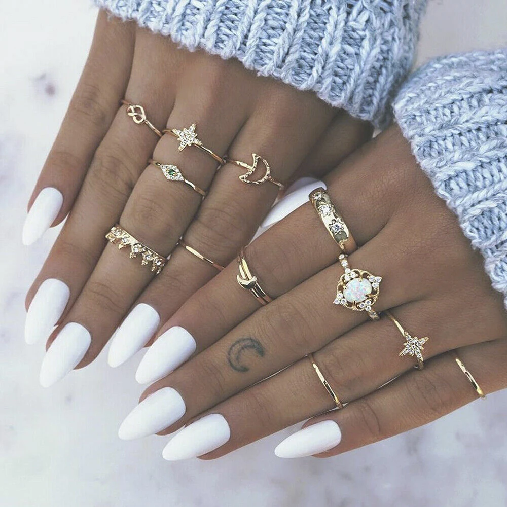 13Pcs/Set Bague Femme Vintage Rings for Women Boho Geometric Star Moon Knuckle Ring Set Bohemian Midi Finger Jewelry Silver
13Pcs/Set Bague Femme Vintage Rings for Women Boho Geometric Star Moon Knuckle Ring Set Bohemian Midi Finger Jewelry Silver