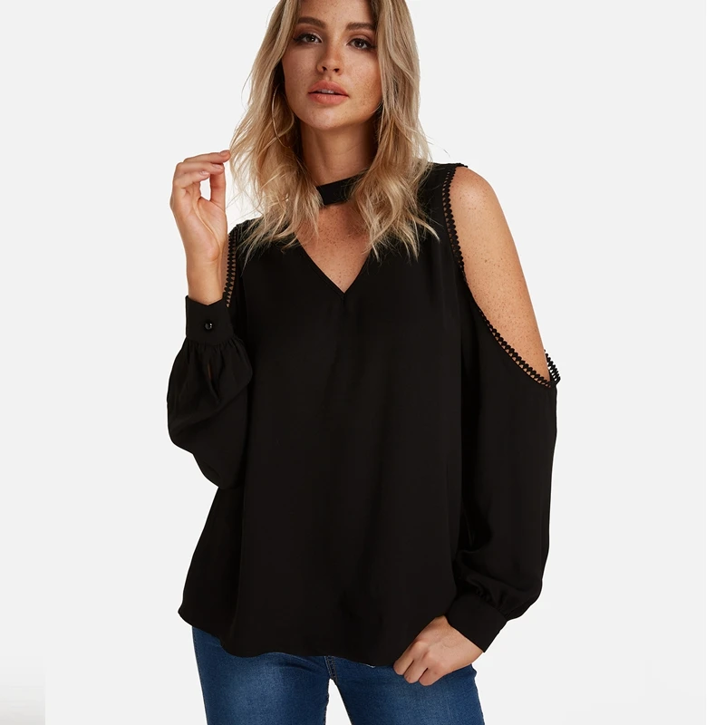 long sleeve shirt with shoulder cut out