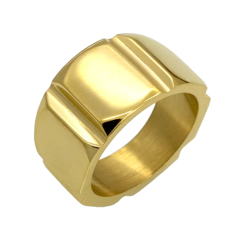 Модные мужские и женские кольца в стиле панк золотистые стальные квадратные