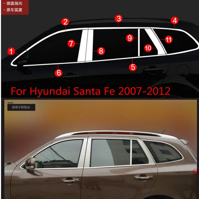 Stainless steel full frame sill with Decorative window stickers for Hyundai Santa Fe 2007 2008 2009 2010 2011 2012
Stainless steel full frame sill with Decorative window stickers for Hyundai Santa Fe 2007 2008 2009 2010 2011 2012
