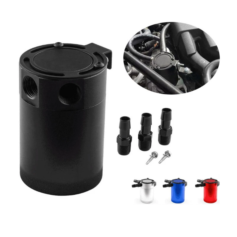 

Universal 3 Port Aluminum Alloy Baffled Engine Oil Catch Can Tank Reservoir Breather Separator with Fittings Car Accessories