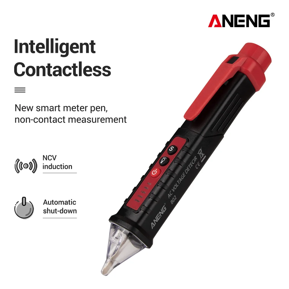 VD802 Non-contact AC Voltage Detector Tester Meter 12V-1000v Pen Style Electric Indicator LED Outlet Voltage Dectetor Sensor
VD802 Non-contact AC Voltage Detector Tester Meter 12V-1000v Pen Style Electric Indicator LED Outlet Voltage Dectetor Sensor