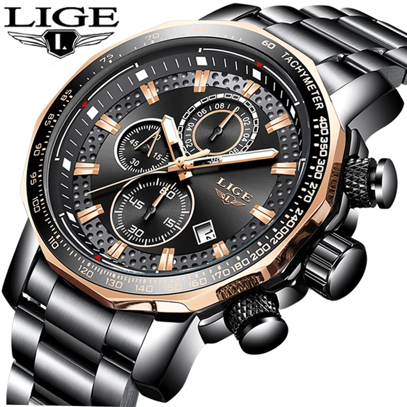 Relojes Новинка LIGE модные мужские часы люксовый бренд бизнес Кварцевые спортивные