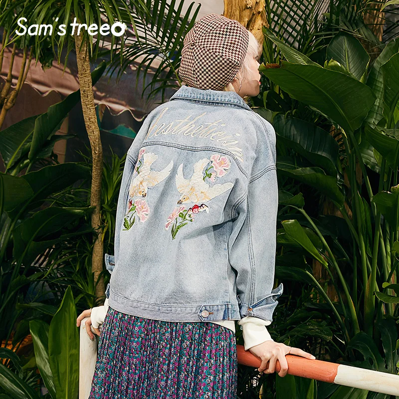 Samstree Floral & Birds Print Embroidery Korean Style Denim Jacket Women Coat 2019 Autumn Streetwear Casual Ladies Outwear
Samstree Floral & Birds Print Embroidery Korean Style Denim Jacket Women Coat 2019 Autumn Streetwear Casual Ladies Outwear