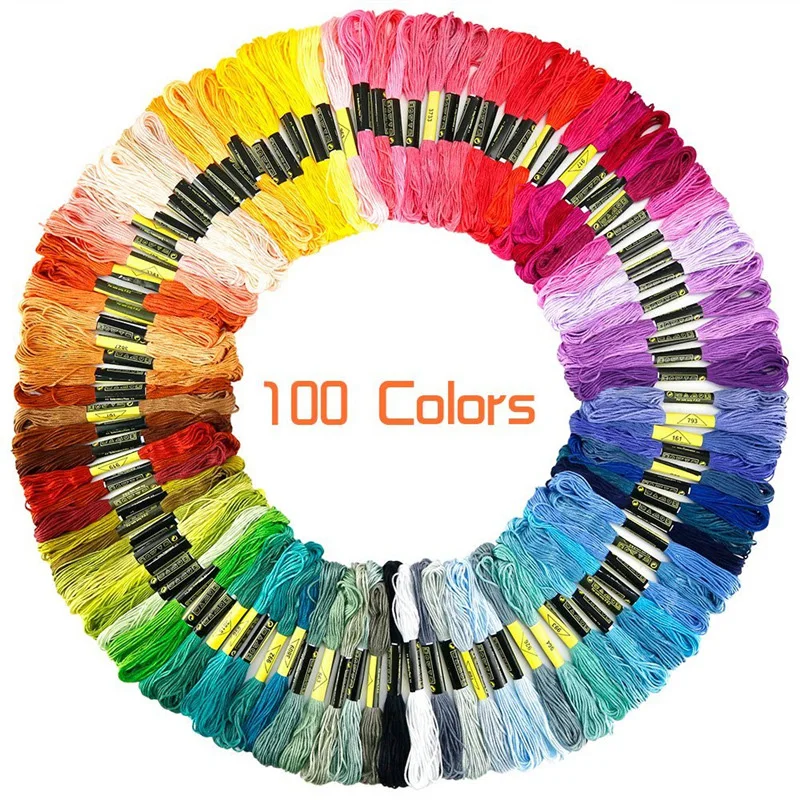 100 Skeins Rainbow Colors Cross Stitch Thread Cotton Embroidery Floss Sewing Craft Friendship Bracelets DIY
100 Skeins Rainbow Colors Cross Stitch Thread Cotton Embroidery Floss Sewing Craft Friendship Bracelets DIY