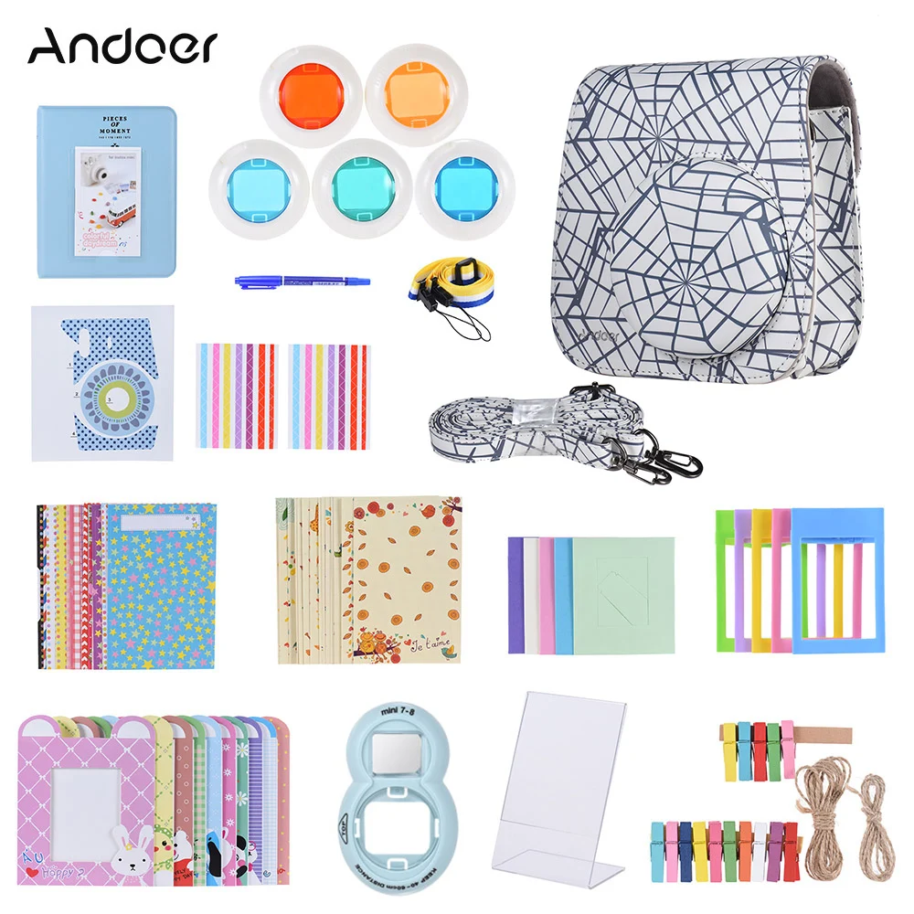 Andoer 14 in 1 Accessories Bundle Camera Case/Sticker/Selfie Lens/Filter/Album more for Fujifilm Instax Mini 8/8+/8s/9
Andoer 14 in 1 Accessories Bundle Camera Case/Sticker/Selfie Lens/Filter/Album more for Fujifilm Instax Mini 8/8+/8s/9