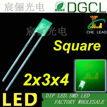 Ultra bright 234 square package 3mm Pure green light emitting diode 520-530nm 3.0-3.5V DIP 2x3x4 LED
Ultra bright 234 square package 3mm Pure green light emitting diode 520-530nm 3.0-3.5V DIP 2x3x4 LED