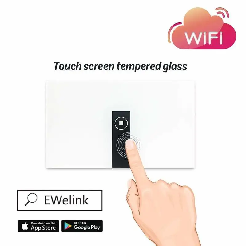 Ewelink APP Wifi Remote Control Switch Tempered Glass Panel Work with Alexa, Google Home 1/ 2/3 / 4 Gang Touch Wall Light Switch
Ewelink APP Wifi Remote Control Switch Tempered Glass Panel Work with Alexa, Google Home 1/ 2/3 / 4 Gang Touch Wall Light Switch